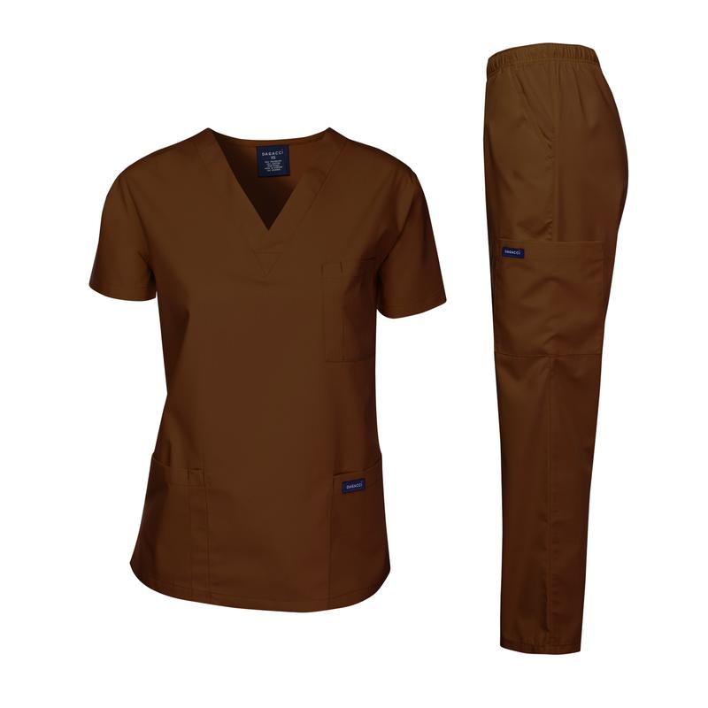 Dagacci UNISEX MEDICAL UNIFORM SET (BROWN)