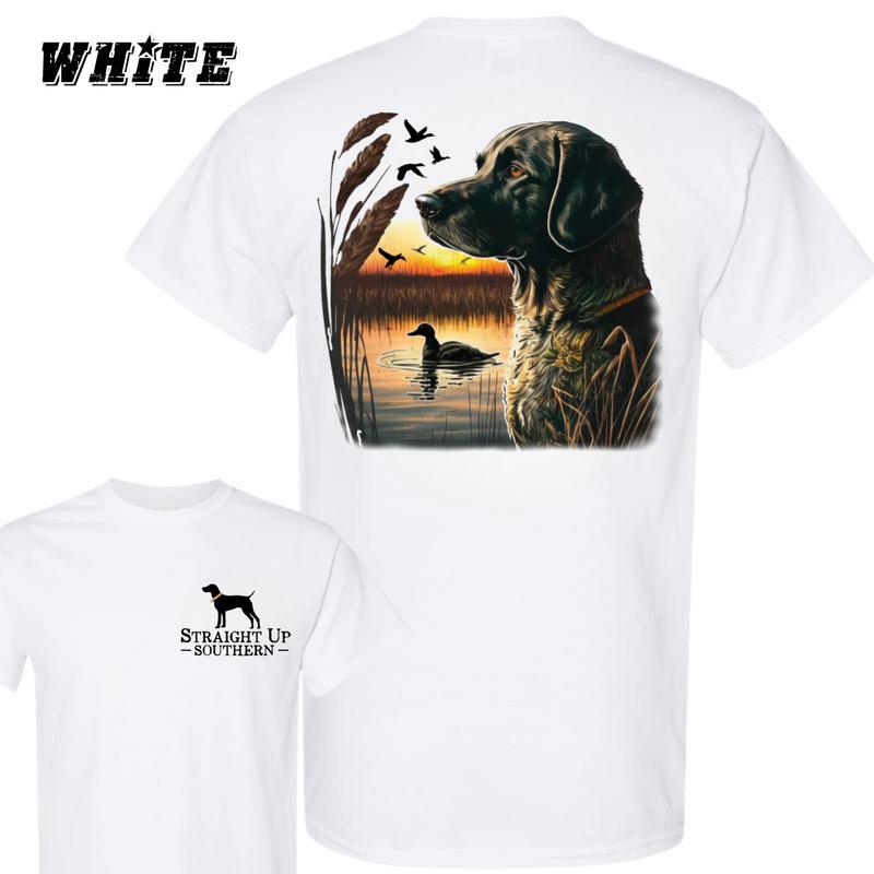 Straight Up Southern T-Shirt - Featuring A Hunting Dog And Sunset Scene , Rustic Outdoor-Themed Apparel , Casual Wear For Men And Women , Perfect For Hunting Enthusiasts And Nature Lovers Menswear Classic Crewneck Underwear Streetwear