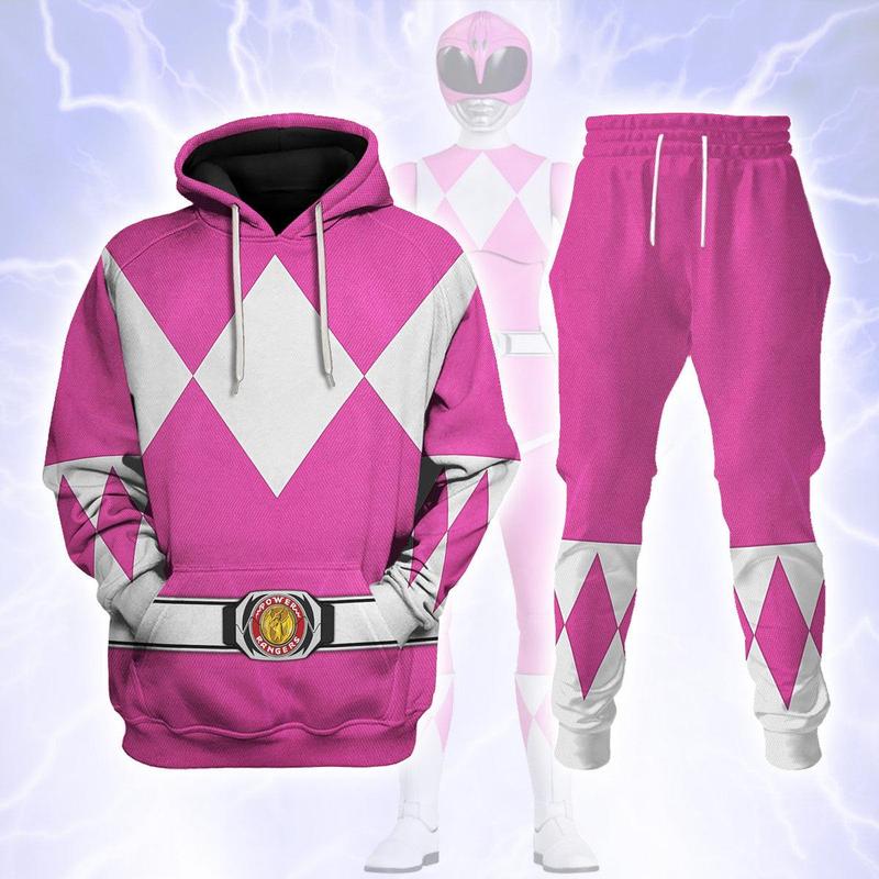 Pink Ranger Mighty Morphin Hoodies Sweatshirt T-shirt Hawaiian Tracksuit Halloween Cosplay