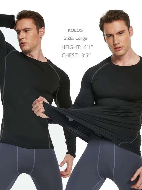 5  Pack Men's Thermal Compression Shirt Fleece Lined Long Sleeve Athletic Base Layer Cold Weather Gear Workout Top