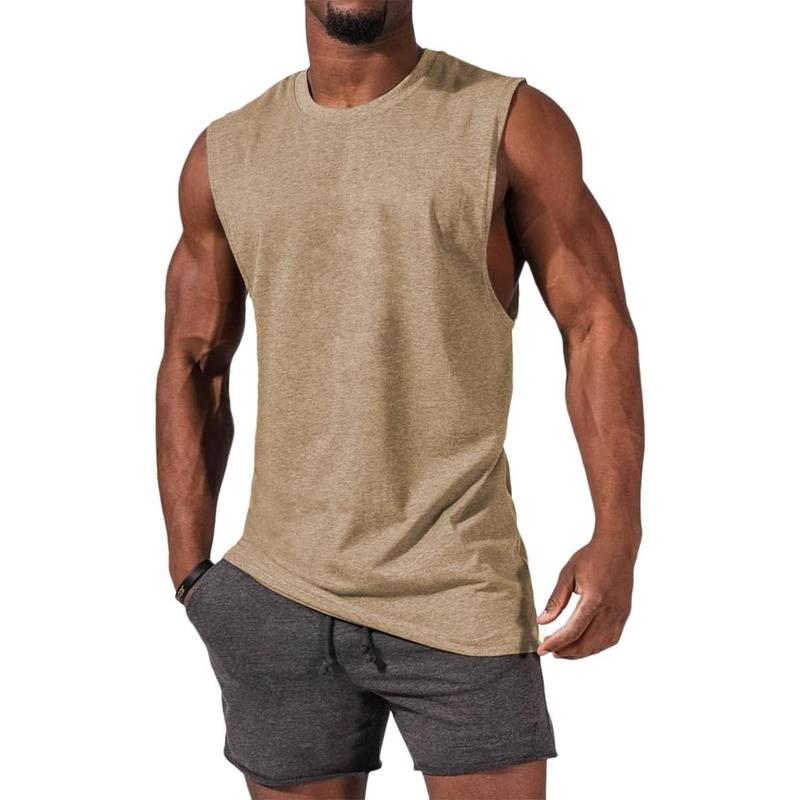 Runcati  Men's Sleeveless Tank Tops Crewneck Solid Loose Fit Shirt