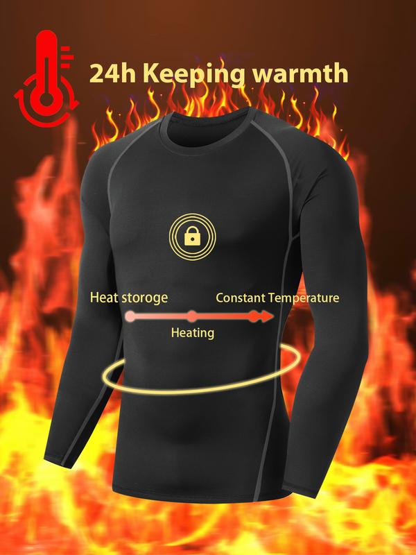 5  Pack Men's Thermal Compression Shirt Fleece Lined Long Sleeve Athletic Base Layer Cold Weather Gear Workout Top