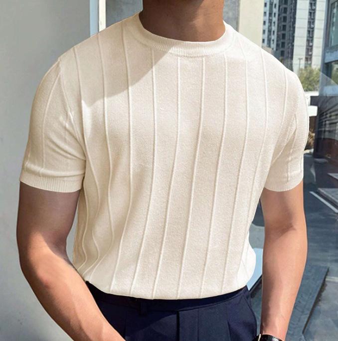 Men Solid Knit Top Breathable Casual