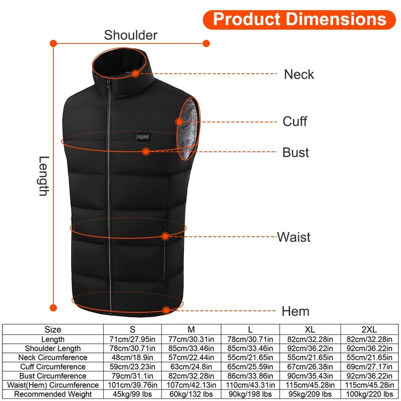 Heated Apparel 1Pc Heated Vest Men Women Heated Jacket with 23 Heating Zones 3 Heat Levels USB Powered Machine Washable for Winter Hiking Skiing Skating Outdoor Activities