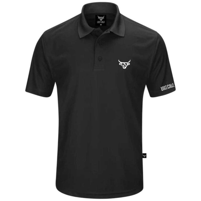 Lost Calf Men's Polo Black Short Sleeve T-Shirt Tee