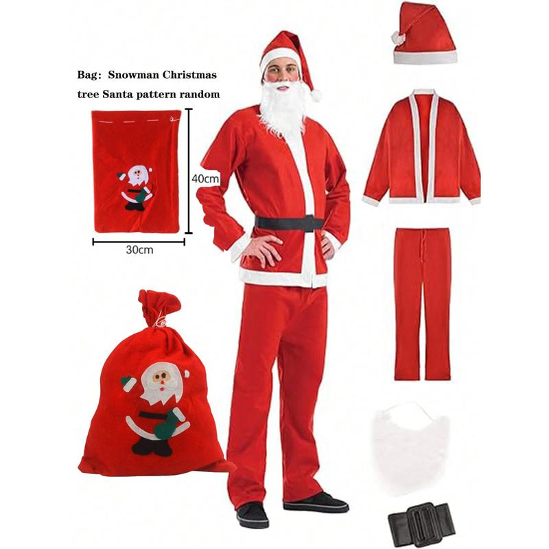 Beauty Cove  5pcs 6pcs Santa Suit Christmas Santa Claus Costume For Adult Costume Santa Outfit Men's Deluxe Santa Claus Suit