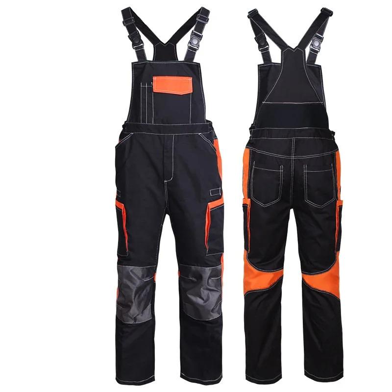 Bib overall casual worker clothing plus size sleeveless bib pants protective coverall strap jumpsuits fly pockets uniforms