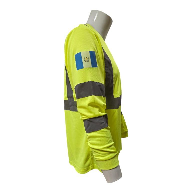 Class 3 Hi-Viz Long Sleeve Shirt With Shoulder Flagg