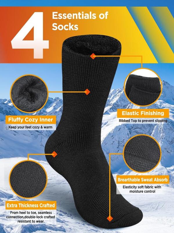 2Pairs men's warm socks, warm thick round neck socks, warm winter socks, keep warm in cold weather.