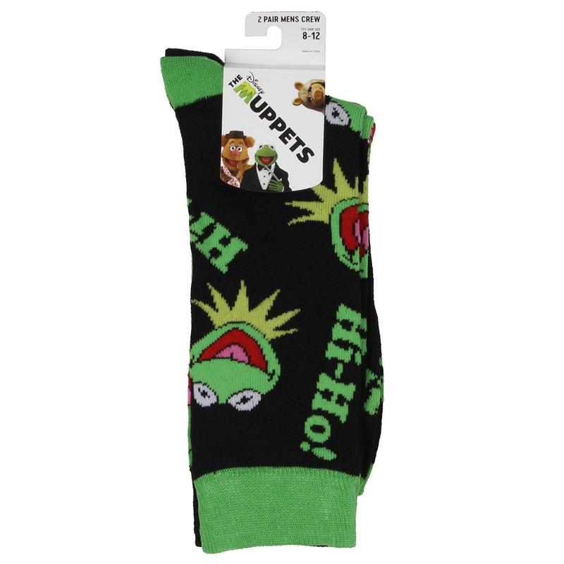 Disney The Muppets Hi Ho Kermit The Frog 2 Pair Crew Socks