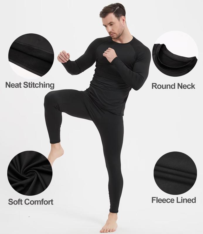 5 Pack Fleece Lined Men's Thermal Compression Shirt Long Sleeve Athletic Base Layer Cold Weather Gear Workout Top