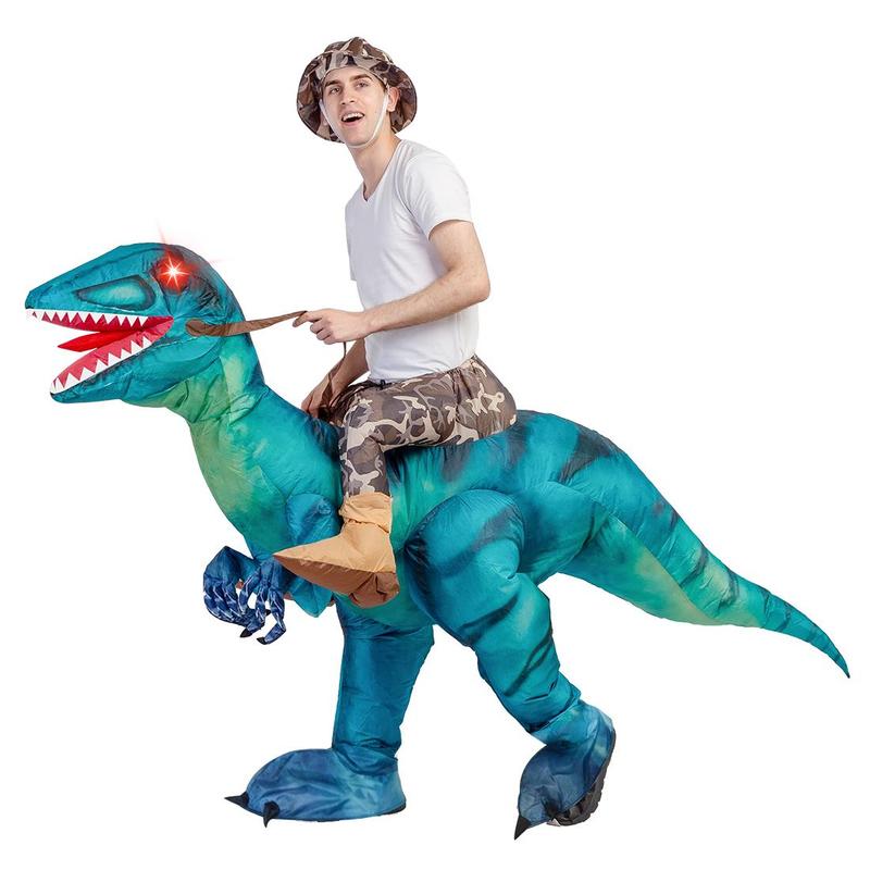 GOOSH Inflatable Dinosaur Costume for Halloween - Realistic Design with Red Glowing Eyes - Clothing, Menswear