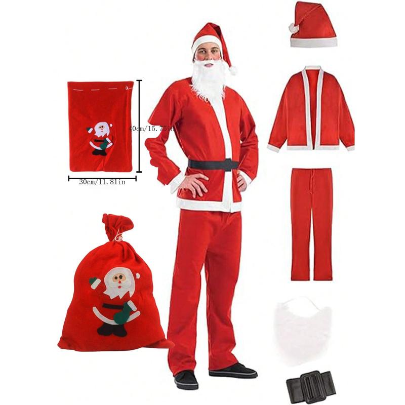 Beauty Cove  5pcs 6pcs Santa Suit Christmas Santa Claus Costume For Adult Costume Santa Outfit Men's Deluxe Santa Claus Suit