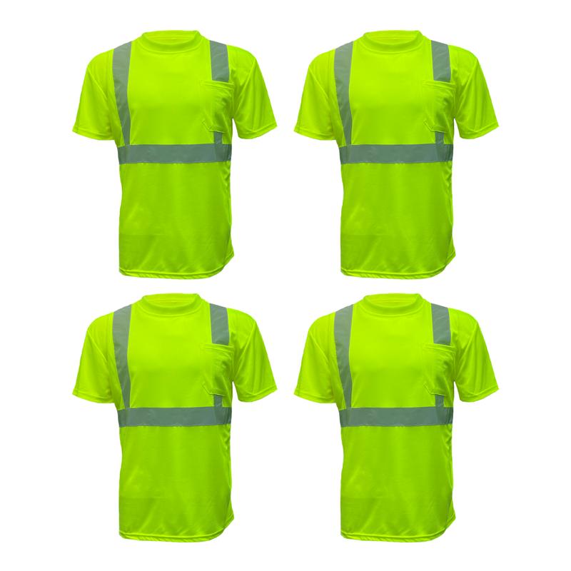 4 PACK - Class 3 High Visibilty Short sleeve safety shirt available in Orange and Yellow