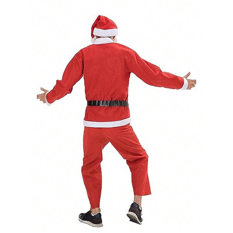 Beauty Cove  5pcs 6pcs Santa Suit Christmas Santa Claus Costume For Adult Costume Santa Outfit Men's Deluxe Santa Claus Suit