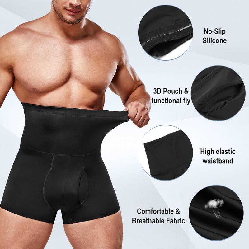 Black Friday Deals Nebility Men's Seamless Boxer Briefs High Waist Underwear Shapewear Shorts