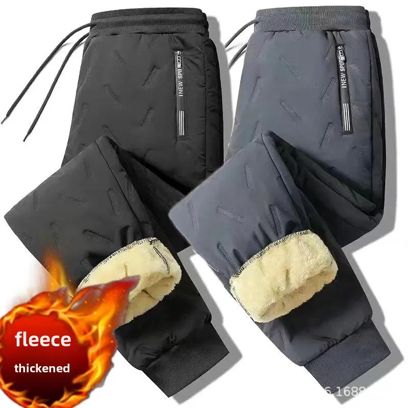 Thickened Fleece Pants Casual Warm Fleece-lined Trousers Winter Windproof Men Pants Winter Men Clothes