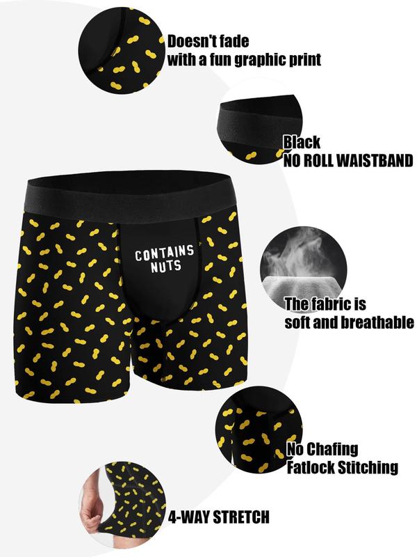 Men's Cartoon Letter Print Boxer Brief, Casual Comfy Breathable Underwear for Daily Wear, Mens Underwear for All Seasons