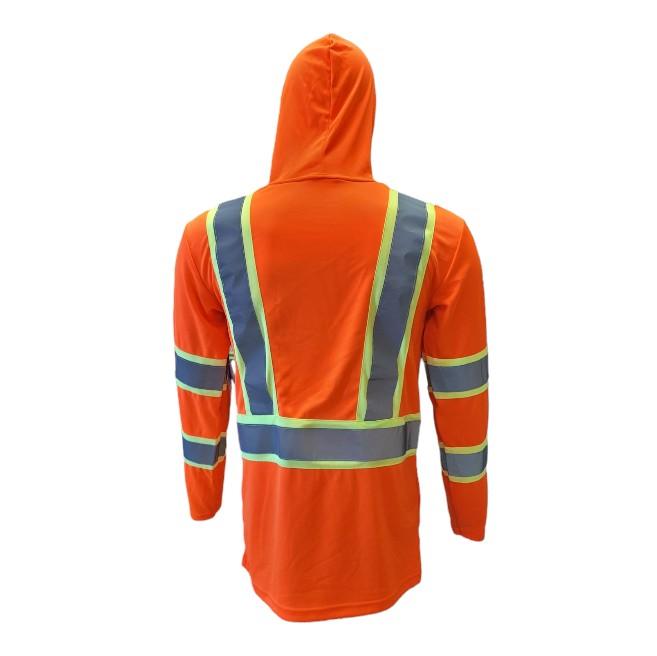 Orange Long Sleeve Hooded Safety Shirt