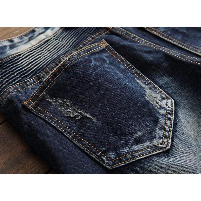 Men's Fashion Ripped Classic Distressed Straight Slim Fit Designer Jeans For Men Denim Pants