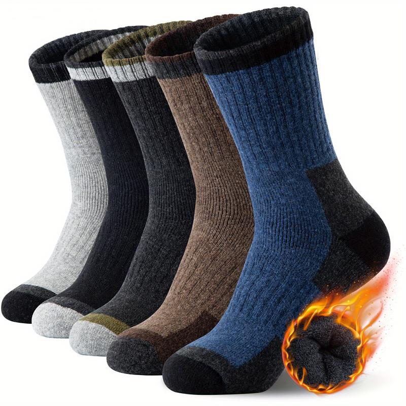 5 Pairs of Men's and Women's Wool Socks, Soft and Warm Casual Mid-Tube Socks, Comfortable and Breathable Sports, Suitable for Indoor and Outdoor