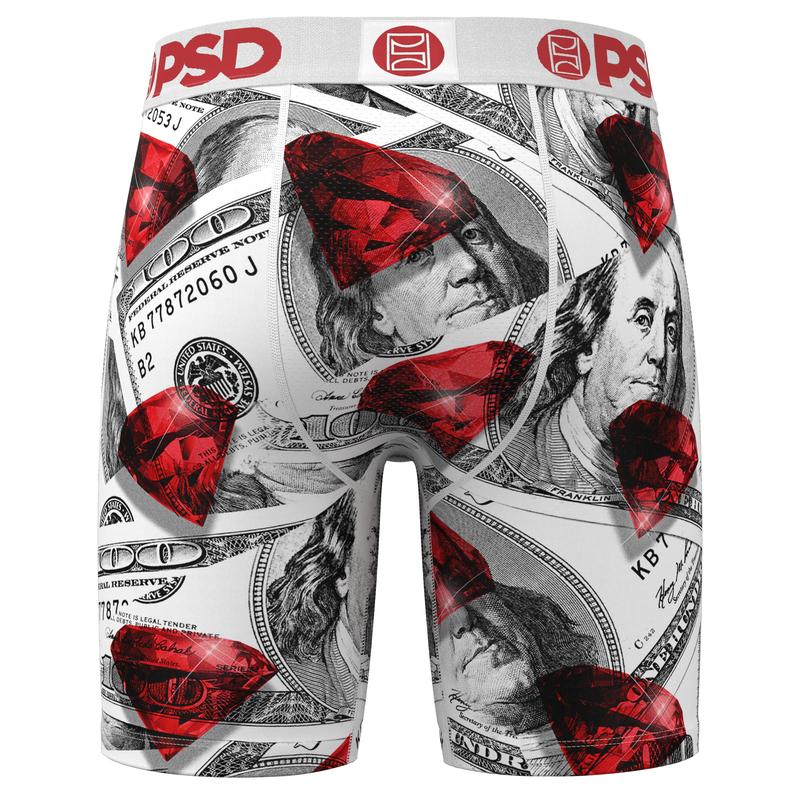 PSD Men's Red Cash Boxer Brief - Standard Length 7 Inch Inseam, Moisture-Wicking 4-Way Stretch Fabric