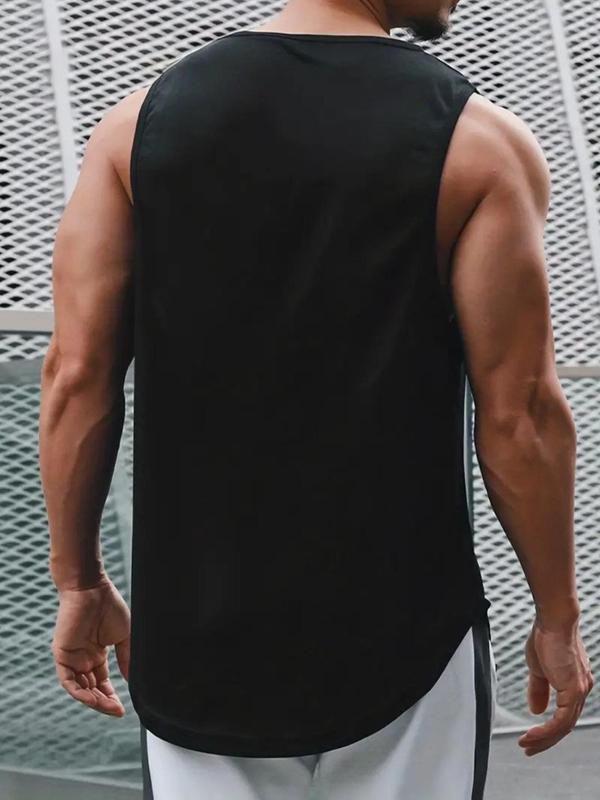 Men's Cross Print Crew Neck Tank Top, Regular Fit Casual Sleeveless Round Neck Top for Daily Outdoor Wear, Streetwear, Fashion Men's Clothes for All Seasons