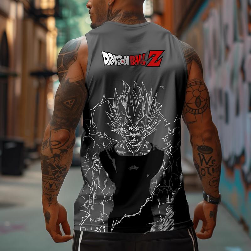 Unisex Dragon Ball Majin Vegeta Print Tank Top, Manga Tank Top For Men, Anime Printed T-shirt, Anime Manga Shirt, DB Gift For Fans, Gift For Anime Lovers, Gift For Him, Gift For Her