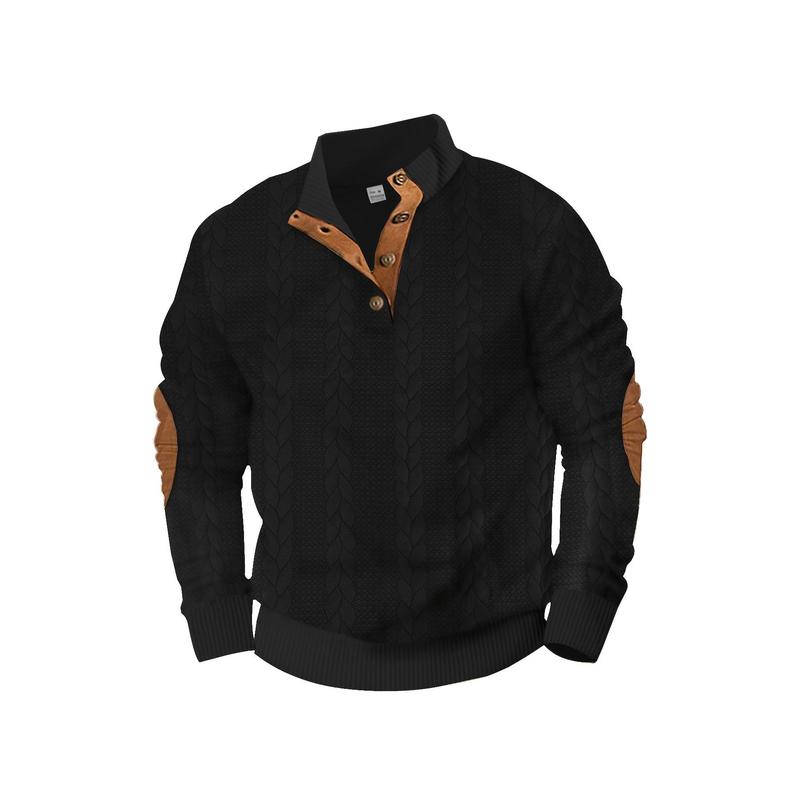 Stylish Men's Knitted Long Sleeve Pullover Sweater - Soft, Comfy, and Versatile Sweatshirt with Button Detail, Perfect for Spring and Autumn Casual Wear, Everyday Comfort, and Outdoor Activities