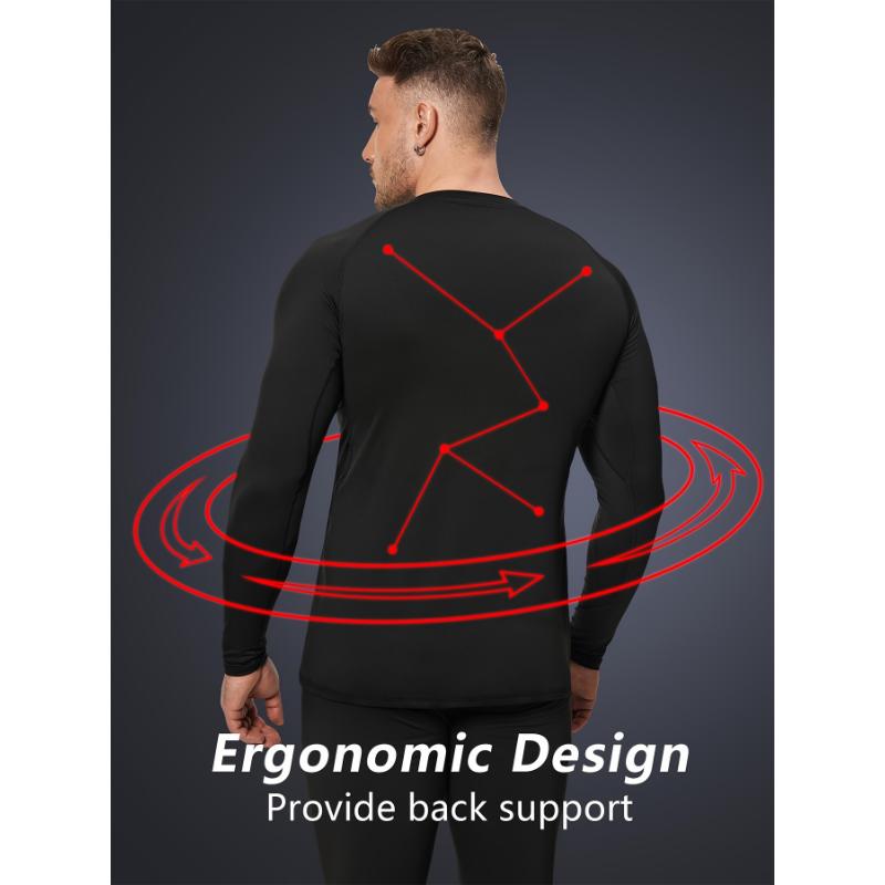 5-Pack Men's Thermal Compression Shirts Fleece Lined Long Sleeves Active Base Layers Cold Weather Gear Workout Tops