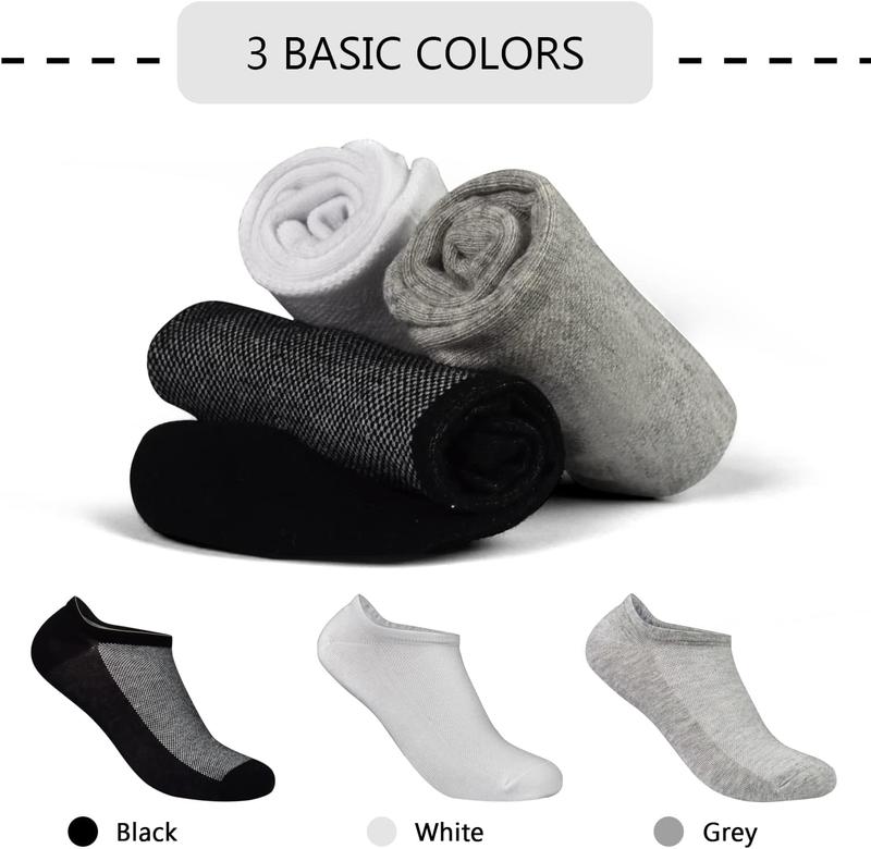 Mens No Show Socks, 8 Pairs Non Slip Ankle Socks for Men Low Cut Athletic Liner Socks for Loafer Flats Sneakers Casual Cotton