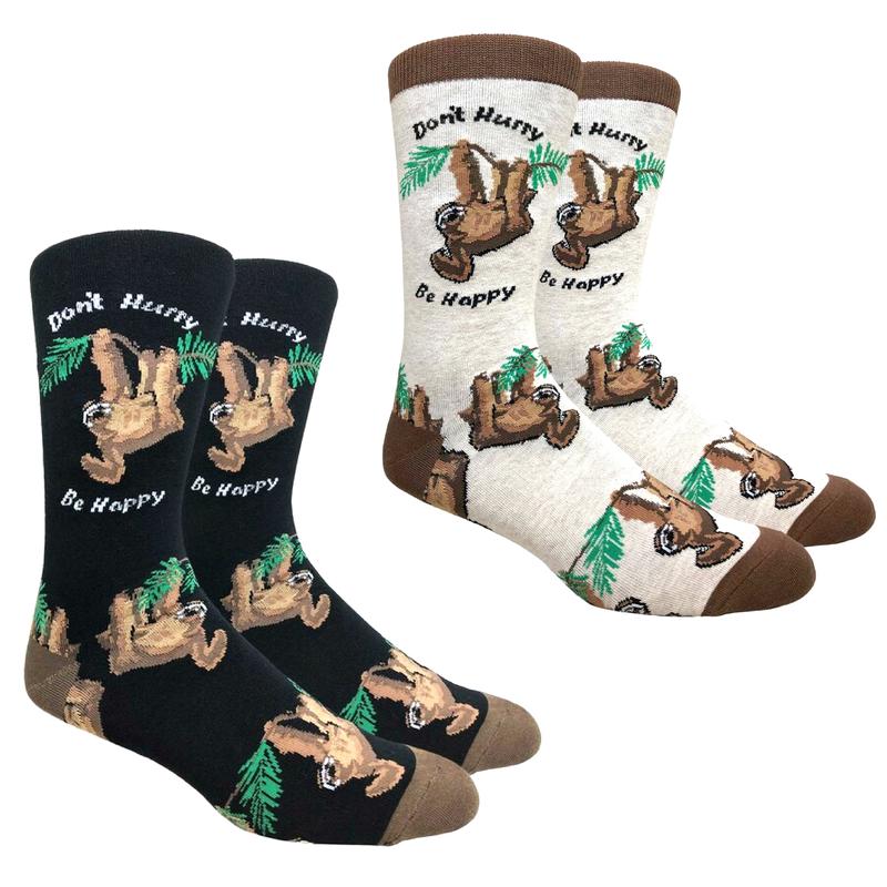 Don't Hurry, Be Happy Sloth Socks (Adult Large - Men's Shoe Sizes 8-12)