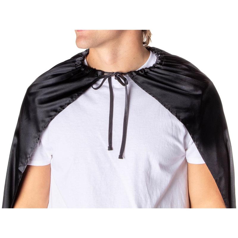 OSFM Black Satin Halloween Vampire Superhero Costume Cape for Men and Women with Adjustable Tie Neck