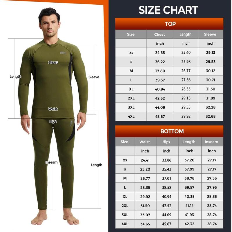 convallaria Thermal Underwear Long Johns Set Mens Winter Hunting Gear Sport Base Layer Bottom Top XS-4XL