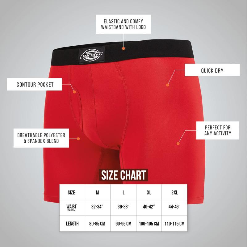 Dickies 5 Pack Mens Boxer Briefs With Pouch, Moisture Wicking Performance Underwear For Men