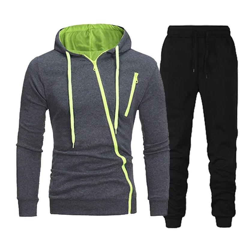 2024 Male Hoodie + Pants 2Pcs Jogging Sports Suit Casual Tracksuit Men Hooded Sweatshirt Outfit Spring Autumn Mens Sets Sportswear Clothing Menswear