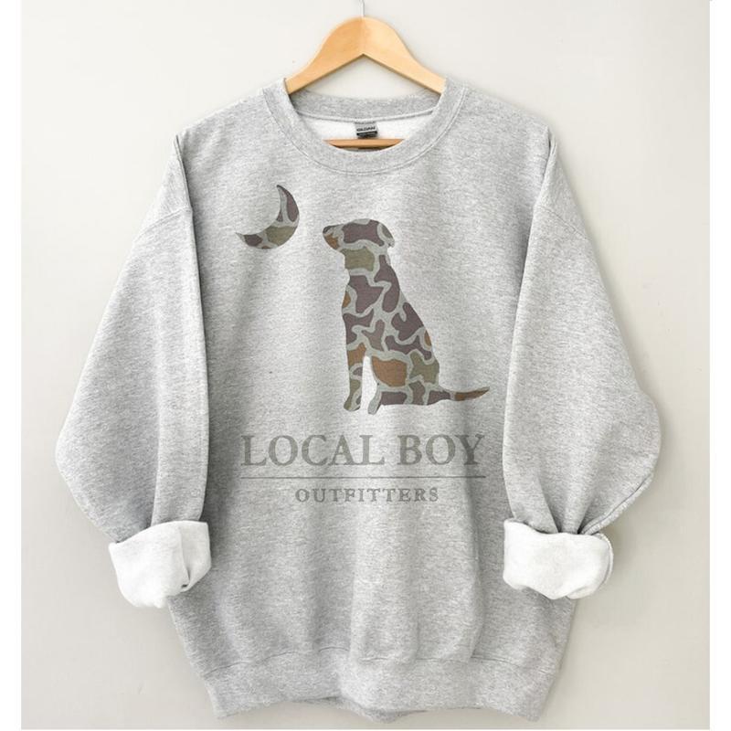 Local Boy Outfitters Sweatshirt - Tshirt, Localflage Dog Moon Sweatshirt, Unisex Outdoors Sweatshirt Camo Sweatshirt, tiktok trendy, For Men, For Women, Full Size, Full Collor