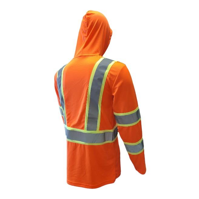 Orange Long Sleeve Hooded Safety Shirt