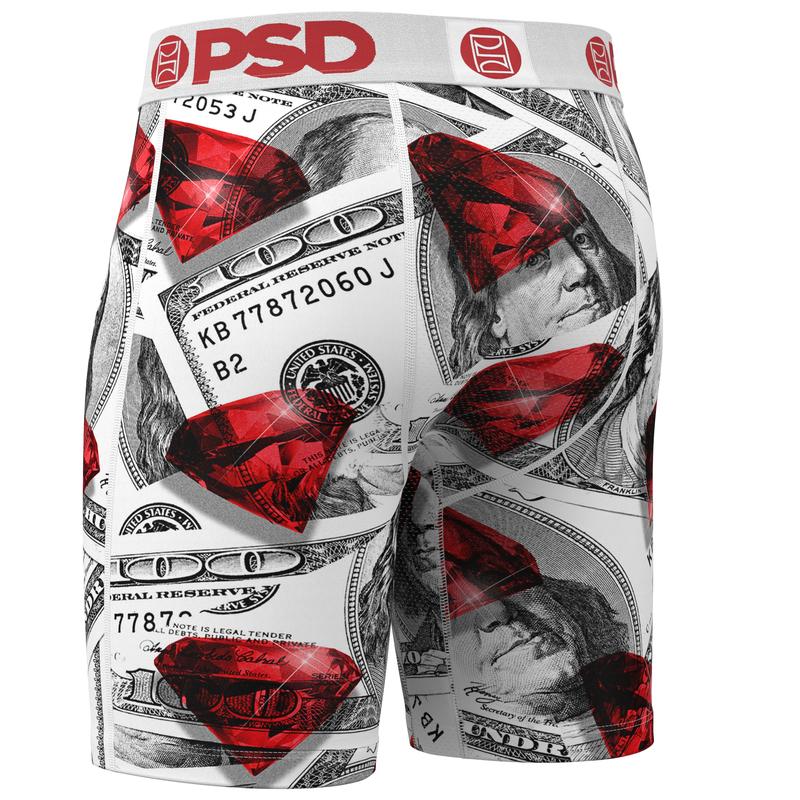 PSD Men's Red Cash Boxer Brief - Standard Length 7 Inch Inseam, Moisture-Wicking 4-Way Stretch Fabric