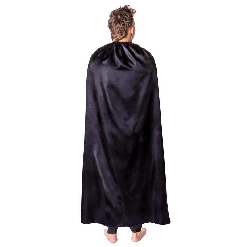 OSFM Black Satin Halloween Vampire Superhero Costume Cape for Men and Women with Adjustable Tie Neck