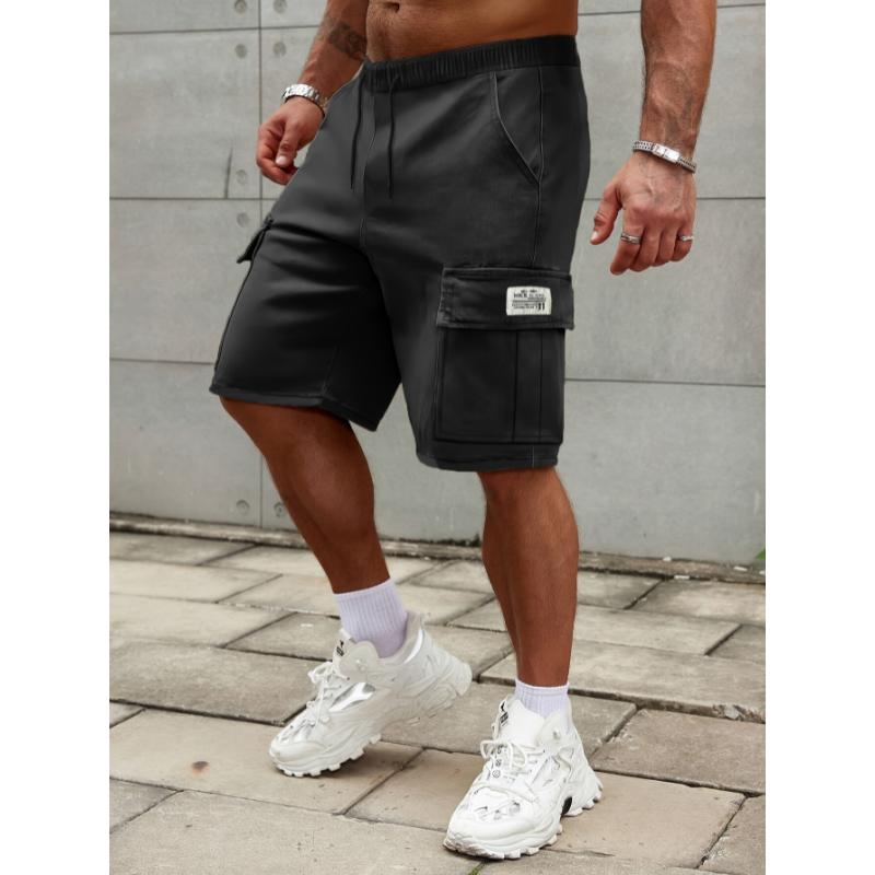 Men's Premium Solid Cargo Shorts - Multi-Functional Pockets, Adjustable Drawstring Waist, Breathable Fabric, Casual Summer Wear for Outdoor Activities and Travel