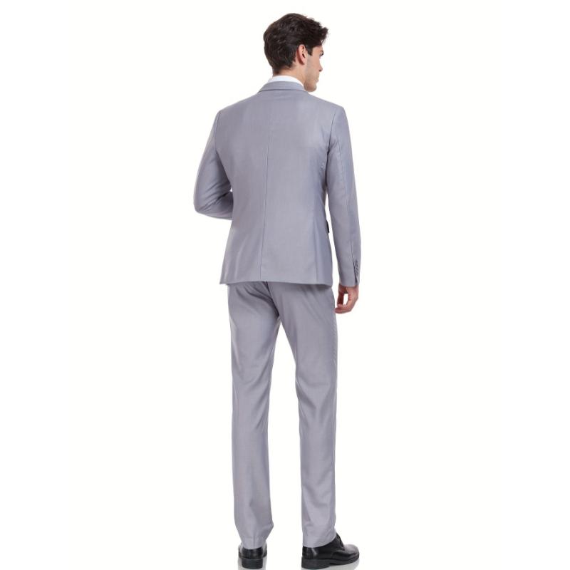 Plus Size Men's 3Pcs Suit Set, Fashionable Groomsman Wedding Attire, Solid Suit Jacket & Waistcoat & Suit Pants Set