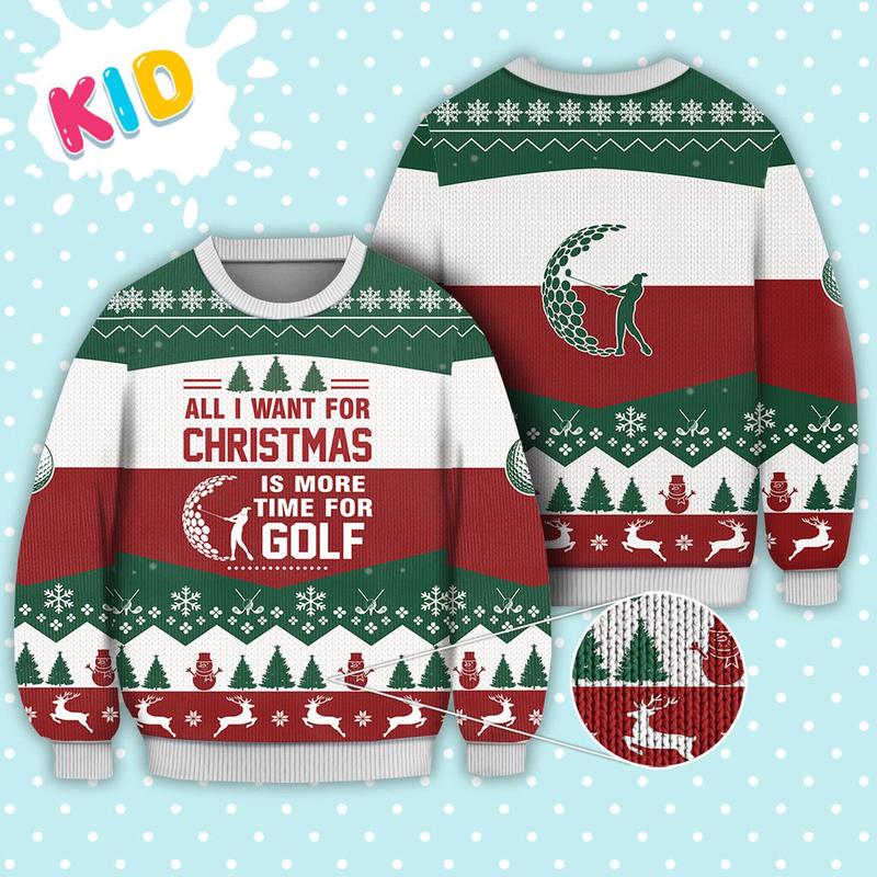 Golf All I Want For Christmas Sweater Christmas Knitted Print Sweatshirt - Best Gift For Christmas, Noel Malalan - Christmas Signature - Ugly Christmas Sweater