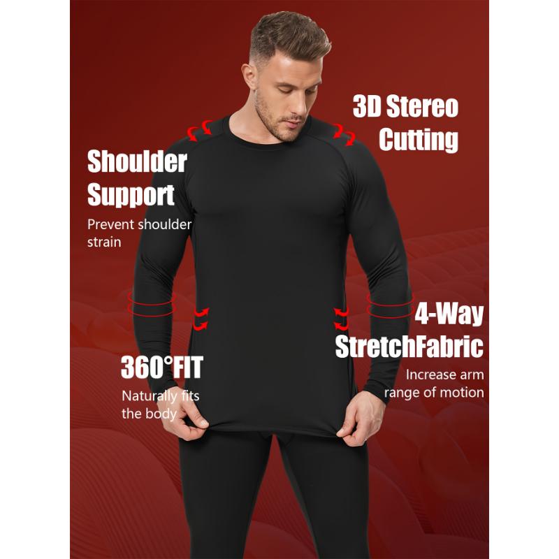 5-Pack Men's Thermal Compression Shirts Fleece Lined Long Sleeves Active Base Layers Cold Weather Gear Workout Tops