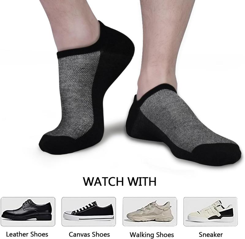 Mens No Show Socks, 8 Pairs Non Slip Ankle Socks for Men Low Cut Athletic Liner Socks for Loafer Flats Sneakers Casual Cotton