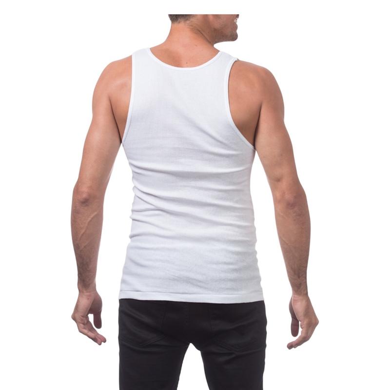 PRO CLUB Premium Ringspun Cotton Ribbed A-shirt Underwear Summer Top, 3 Pack Single color Streetwear Comfort Sleeveless Tshirt Basic Menswear Man