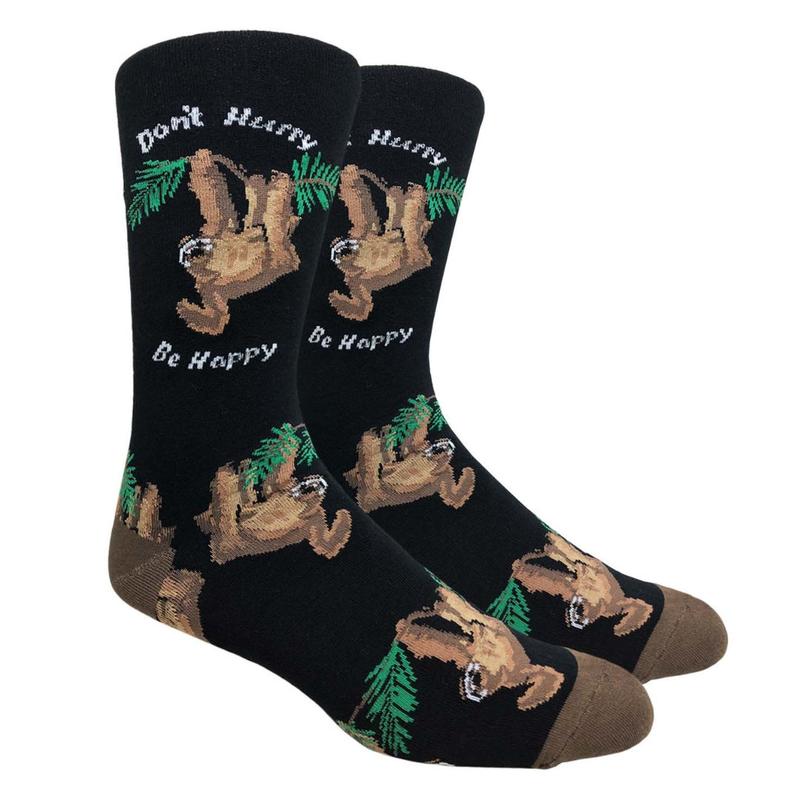 Don't Hurry, Be Happy Sloth Socks (Adult Large - Men's Shoe Sizes 8-12)