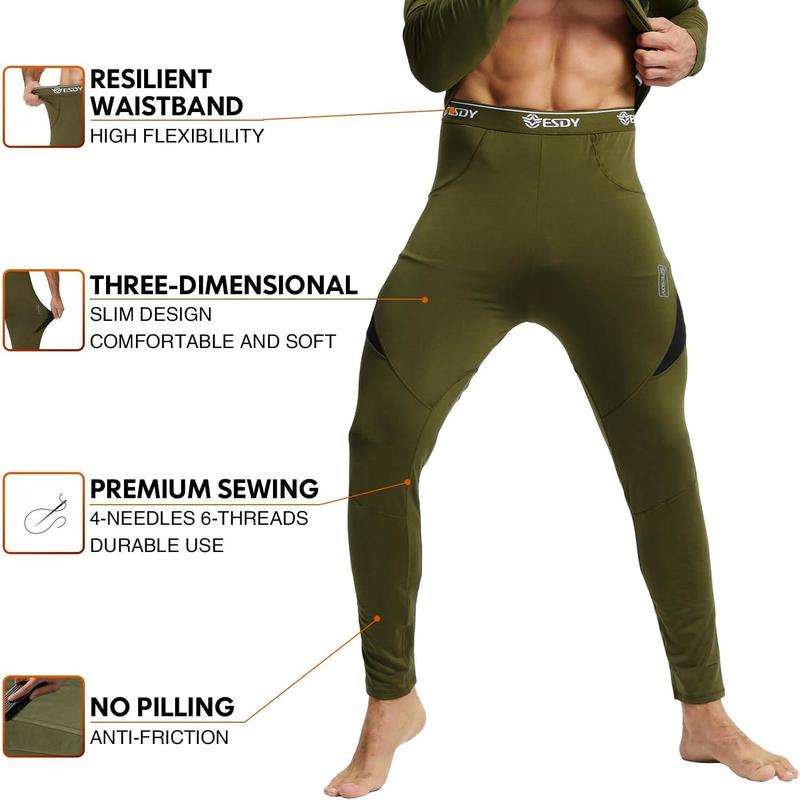 convallaria Thermal Underwear Long Johns Set Mens Winter Hunting Gear Sport Base Layer Bottom Top XS-4XL