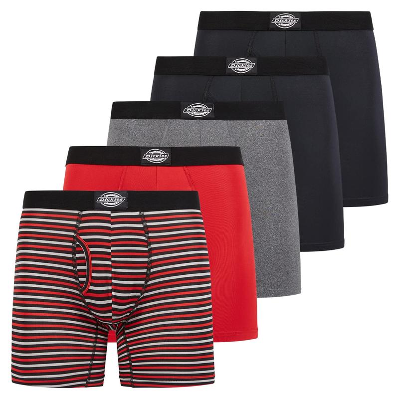 Dickies 5 Pack Mens Boxer Briefs With Pouch, Moisture Wicking Performance Underwear For Men