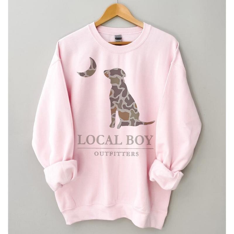 Local Boy Outfitters Sweatshirt - Tshirt, Localflage Dog Moon Sweatshirt, Unisex Outdoors Sweatshirt Camo Sweatshirt, tiktok trendy, For Men, For Women, Full Size, Full Collor